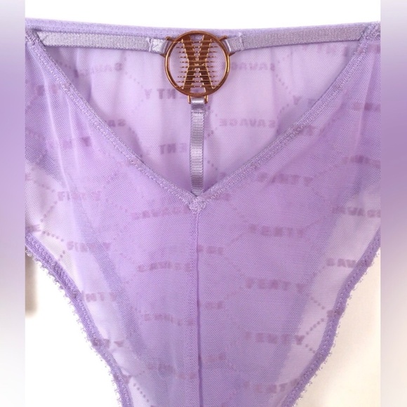 SAVAGE X FENTY Flocked Logo Lavender Brazilian Cheeky Panty - Picture 4 of 6